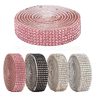 4Pcs 4 Colors Self Adhesive Resin Rhinestone Tape, for Costume Accessories, Belt Decoration, Mixed Color, 13.5~14x1.5mm, 1 Yard/pc, 1pc/color(DIY-GO0001-03)