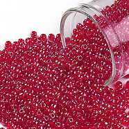 TOHO Round Seed Beads, Japanese Seed Beads, (165B) Transparent AB Siam Ruby, 11/0, 2.2mm, Hole: 0.8mm, about 1110pcs/10g(X-SEED-TR11-0165B)