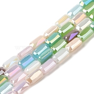 Electroplate Glass Beads Strands, AB Color Plated, Faceted, Column, Colorful, 8.5x4.5x3mm, Hole: 0.7mm, about 60pcs/strand, 19.69''(50cm)(X-GLAA-Q098-A01-01)