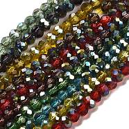 Electroplate Glass Faceted Rondelle Beads Strands, Half Plated, Mixed Color, 4x3mm, Hole: 1mm, about 140pcs/strand, 16.5 inch(EGLA-D020-4x3mm-M)