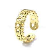 Ion Plating(IP) 304 Stainless Steel Open Cuff Ring, Curb Chains Shape, Real 18K Gold Plated, Inner Diameter: 18mm(RJEW-L109-030G)