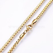 304 Stainless Steel Chain Necklaces, with Lobster Claw Clasps, Golden, 19.69 inch(50cm), 3x1.2mm(MAK-L015-33B)
