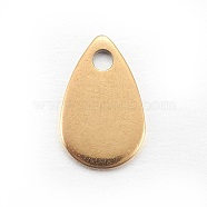 Ion Plating(IP) Stainless Steel Charms, teardrop, Stamping Blank Tag, Golden, 8x5x0.6mm, Hole: 1.2mm(STAS-L211-02A-G)