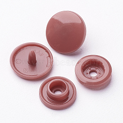 Resin Snap Fasteners, Raincoat Buttons, Flat Round, Indian Red, Cap: 12x6.5mm, Pin: 2mm, Stud: 10.5x3.5mm, Hole: 2mm, Socket: 10.5x3mm, Hole: 2mm(SNAP-A057-001S)