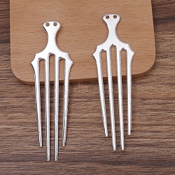 Alloy Hair Comb Findings, with Loops, Platinum, 97x30x2mm(OHAR-PW0001-399P)