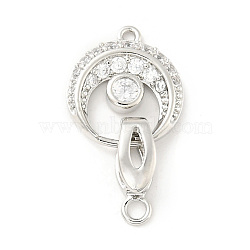 Flat Round Brass Clear Cubic Zirconia Fold Over Clasps, Cadmium Free & Lead Free, Platinum, Flat Round: 16.5x14.5x3mm long, Hole: 1.4mm, Clasp: 13x4.5x5mm, Hole: 2.2mm(KK-G425-01P)