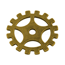 Tibetan Style Alloy Gear Pendants, Steampunk Charms, Cadmium Free & Nickel Free & Lead Free, Antique Golden, 19x1mm, Hole: 2.5mm, about 854pcs/1000g(TIBEP-17808-AG-NR)