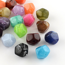 Imitation Gemstone Acrylic Beads, Mixed Color, 20x22x21mm, Hole: 3mm(X-OACR-R034-M)