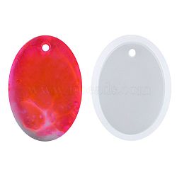 Oval Shape DIY Silicone Pendant Molds, Resin Casting Moulds, Jewelry Making DIY Tool For UV Resin, Epoxy Resin Jewelry Making, White, 28x21x7mm, Hole: 2mm, Inner Size: 25x18mm(AJEW-P038-01)