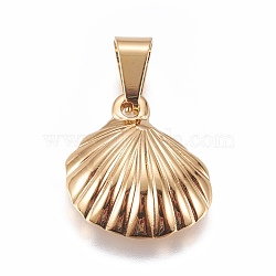 304 Stainless Steel Pendants, Shell, Golden, 20x19x5mm, Hole: 7x3mm(STAS-L222-04G)