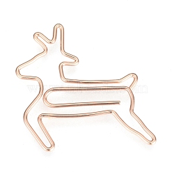 Christmas Reindeer/Stag Shape Iron Paper Clips, Cute Paper Clips, Funny Bookmark Marking Clips, Bisque, 33.5x31x1.2mm(TOOL-F013-03C)