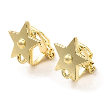 Alloy Clip-on Earring Findings, with Horizontal Loops, for Non-pierced Ears, Star, Golden, 14.5x12x12.5mm, Hole: 1.6mm