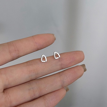 Alloy Earrings for Women, with 925 Sterling Silver Pin, Triangle, 10mm