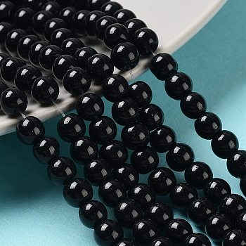 Baking Painted Pearlized Glass Pearl Round Bead Strands, Black, 6~7mm, Hole: 1mm, about 135~140pcs/strand, 31.4 inch