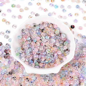 Baking Paint Transparent Glass Beads, Rondelle, Mixed Color, 6x3mm, Hole: 1.2mm, about 2368pcs/pound