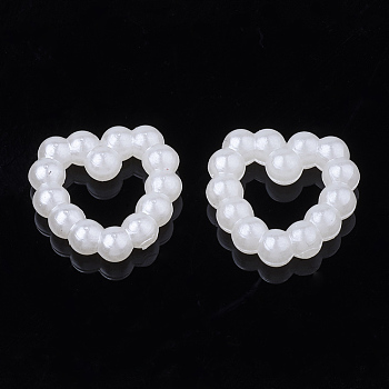 ABS Plastic Imitation Pearl Linking Rings, Heart, Creamy White, 11.5x11.5~12x3mm