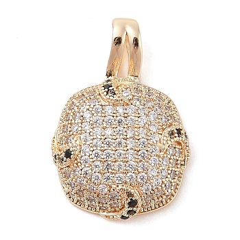 Brass Micro Pave Cubic Zirconia Pendants, Squircle & Moon, Real 18K Gold Plated, 24x16x6mm, Hole: 2.5x5mm