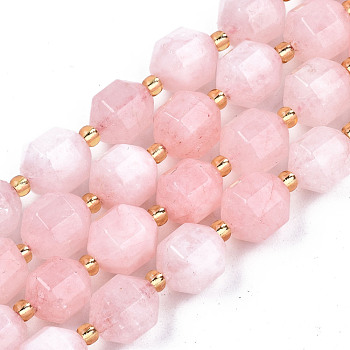 Natural Dolomite Beads Strands, Faceted, Dyed, Round, Pink, 10.5x9.5mm, Hole: 1.2mm, about 31pcs/strand, 15.04 inch~15.35 inch(38.2cm~39cm)
