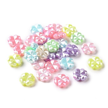 Imitation Pearl Acrylic Beads,  Flower, Mixed Color, 11x11x4mm, Hole: 1.5mm, about 1724pcs/500g