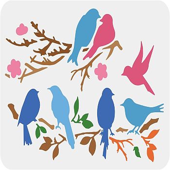 Large Plastic Reusable Drawing Painting Stencils Templates, for Painting on Scrapbook Fabric Tiles Floor Furniture Wood, Rectangle, Bird Pattern, 297x210mm
