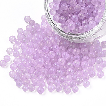 Luminous Transparent Glass Seed Round Beads, No Hole/Undrilled, Grade A, Plum, 3~3.5mm, about 7500pcs/bag