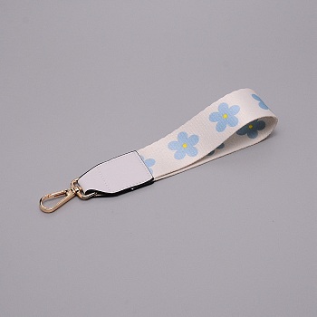 Polyester with Flowers Pattern Bag Handle Straps, with Alloy Clasps, Bag Replacement Accessories, White, 23.5x4x0.5cm