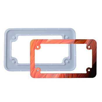 License Plate Frame Silicone Molds, Resin Casting Molds, For DIY UV Resin, Epoxy Resin Craft Making, White, 198x120x7mm, Inner Diameter: 156x76mm