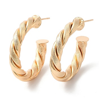 Brass Twist Rope Stud Earrings Findings, Light Gold, 33.5x29.5x4mm, Pin: 0.6mm