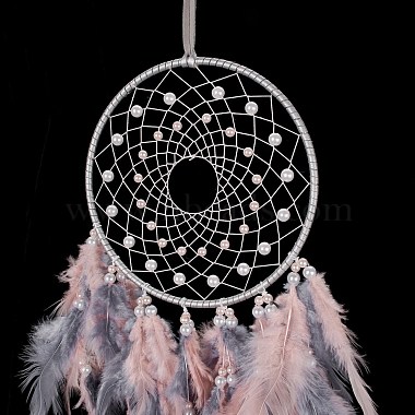 Iron Woven Web/Net with Feather Pendant Decorations(AJEW-B017-26)-6