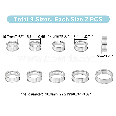 18Pcs 9 Size 201 Stainless Steel Grooved Finger Ring Settings(STAS-UN0049-69P)-4