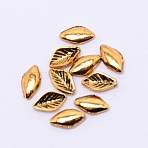 Retro Alloy Cabochons, Nail Art Decoration Accessories, Leaf, Antique Golden, 6.5x3.5x1.3mm(TIBE-WH0001-02AG)