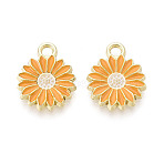 Alloy Enamel Charms, Light Gold, Sunflower Charm, Goldenrod, 17x13x2mm, Hole: 2mm(FIND-H035-01A-LG)