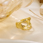 304 Stainless Steel Cuff Open Rings for Women, Golden, 14mm, US Size 7 1/4(17.5mm)(RJEW-D352-06G)