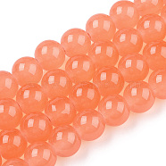 Baking Painted Imitation Jade Glass Round Bead Strands, Light Salmon, 8.5~9mm, Hole: 1.5mm, about 100~105pcs/strand, 31.8 inch(DGLA-Q021-8mm-31)