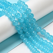Baking Painted Imitation Jade Glass Round Bead Strands, Medium Turquoise, 8.5~9mm, Hole: 1.5mm, about 100~105pcs/strand, 31.8 inch(DGLA-Q021-8mm-06)
