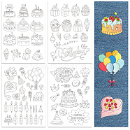 4 Sheets 11.6x8.2 Inch Stick and Stitch Embroidery Patterns, Non-woven Fabrics Water Soluble Embroidery Stabilizers, Mixed Shapes, 297x210mmm(DIY-WH0455-158)