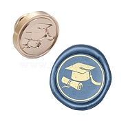 DIY Scrapbook, Brass Wax Seal Stamp Head, Graduation Cap, Golden, 25x14mm(AJEW-WH0099-135)