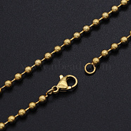 Unisex 304 Stainless Steel Ball Chain Necklaces, with Lobster Claw Clasps, Golden, 21.4 inch(54.5cm), 3mm(NJEW-T012-05-56-G)