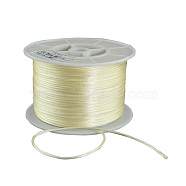 Round Nylon Thread, Rattail Satin Cord, for Chinese Knot Making, Light Goldenrod Yellow, 1mm, 100yards/roll(NWIR-R005-012)