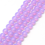 Baking Painted Glass Beads Strands, Imitation Opalite, Round, Plum, 8mm, Hole: 1.3~1.6mm, about 100pcs/strand, 31.4 inch(DGLA-Q023-8mm-DB18)