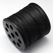 Faux Suede Cord, Faux Suede Lace, One Side Covering with Imitation Leather, Black, 2.7x1.4mm, about 98.42 yards(90m)/roll(LW-R006-10)