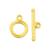 Rack Plating Alloy Toggle Clasps, Ring, Matte Gold Color, Bar: 24x6.5x2.5mm, Hole: 2mm, Ring: 17x13x1.5mm, Hole: 2mm(FIND-I034-13MG)