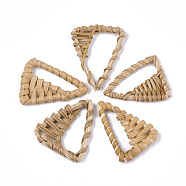 Handmade Reed Cane/Rattan Woven Pendants, For Making Straw Earrings and Necklaces, Triangle, BurlyWood, 34~40x25~32x3~5mm(X-WOVE-T006-141B)