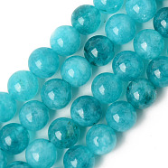 Natural Quartz Beads Strands, Dyed & Heated, Imitation Amazonite Color, Round, Dark Cyan, 6~6.5mm, Hole: 1mm, about 65pcs/Strand, 15.55 inch(39.5cm)(G-T129-03-6mm)
