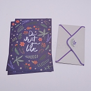 Paper Envelopes & Letter Papers Set, Rectangle with Flower Pattern, Indigo, 15~21x9~14.5x0.01~0.05cm, 9pcs/set(DIY-WH0204-62D)