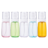 60ml Transparent PETG Plastic Spray Bottle Sets, with Mist Pump Sprayer & Lid, Mixed Color, 11.4x4.1cm, Capacity: 60ml, 5pcs/set(MRMJ-BC0001-76)