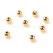 Brass Spacer Beads, Long-Lasting Plated, Round, Real 18K Gold Plated, 3mm, Hole: 0.9mm(KK-F824-101B-G)