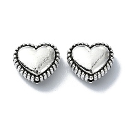 Tibetan Style Alloy Beads, Heart, Antique Silver, 11x12.5x6mm, Hole: 1.6mm, about 190pcs/500g(TIBEB-F065-08AS-02)
