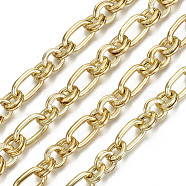 Alloy & Iron Cable Chain, with Spool, Cadmium Free & Nickel Free & Lead Free, Textured, Unwelded, Real 18K Gold Plated, Link: 14.5x8.7x2.2mm, Link: 8.6x8.2x1mm, about 32.8 Feet(10m)/roll(LCHA-S001-007-NR)