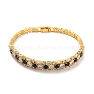 Rack Plating Brass Micro Pave Cubic Zirconia Link Chain Bracelets, Tennis Bracelet, Long-Lasting Plated, Cadmium Free & Lead Free, Real 18K Gold Plated, 7-5/8 inch(19.3cm)(BJEW-Q771-04G)